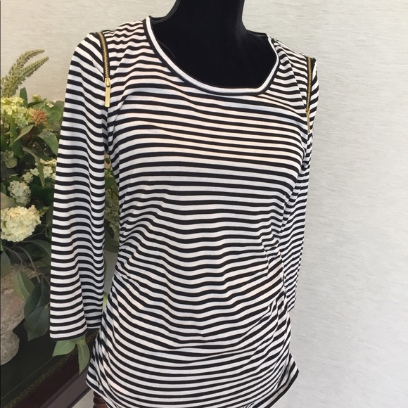 SOLD Michael Kors Black&White Striped Zipper Shirt - Picture 8 of 8